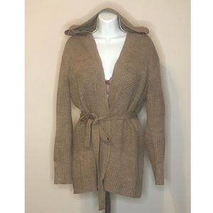 NEW YORK & COMPANY TAN LARGE HOODY CARDIGAN